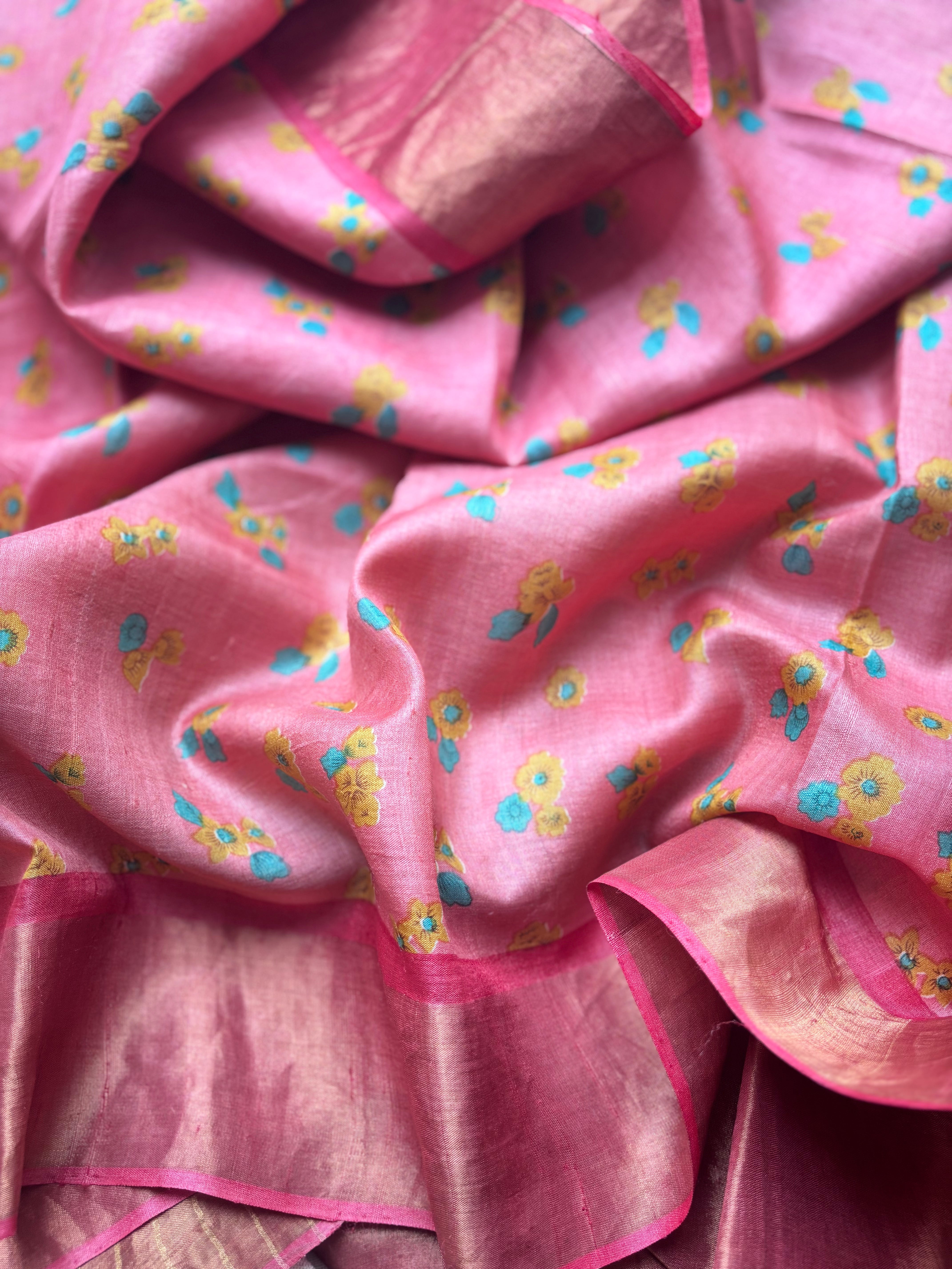 Peach Tussar Saree
